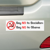 Zeg nee tegen het socialisme Zeg nee tegen Obama B Bumpersticker (Op auto)