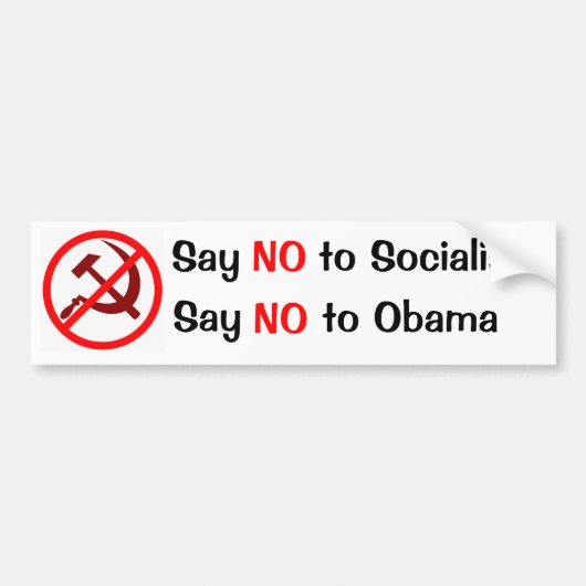 Zeg nee tegen het socialisme Zeg nee tegen Obama B Bumpersticker (Voorkant)