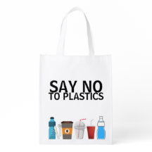 Zeg nee tegen plastic slogan winkelen