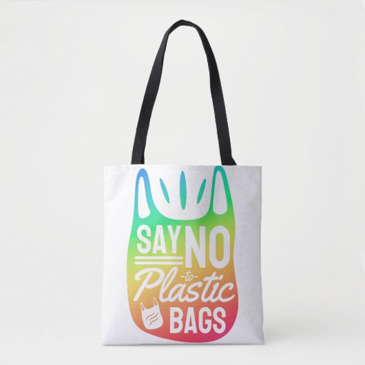 'Zeg nee tegen plastic zakken', Earth Day, regenbo Tote Bag (Voorkant)