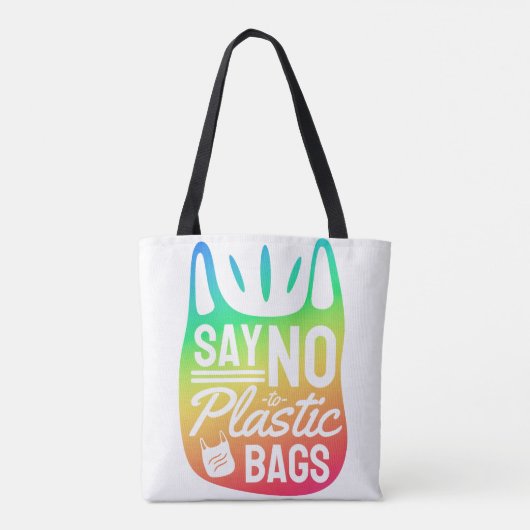 'Zeg nee tegen plastic zakken', Earth Day, regenbo Tote Bag (Achterkant)