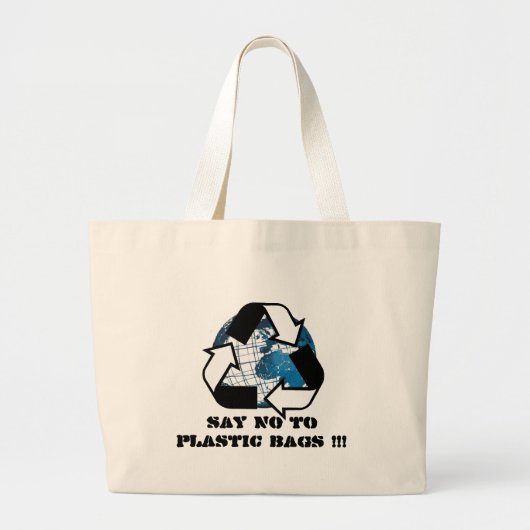 Zeg nee tegen plastic zakken!!! grote tote bag (Voorkant)