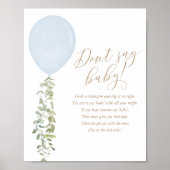 Zeg niet 'Baby Blue Balloon Boy Baby shower' Poster (Voorkant)