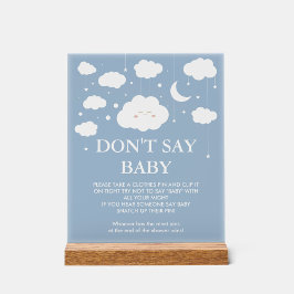 Zeg niet Baby Blue Cloud Baby shower Game Acryl Bord