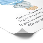 Zeg niet Baby Blue Elephant Baby shower Game Poster (Hoek)