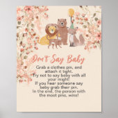 Zeg niet baby boho safari roze pampasgras poster (Voorkant)