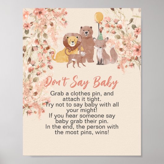 Zeg niet baby boho safari roze pampasgras poster (Voorkant)