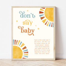 Zeg niet Baby Boho Sun Baby shower Game Sign Poster