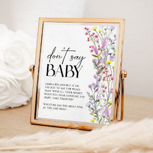 Zeg niet Baby Boho Wildflower Floral Baby shower Poster