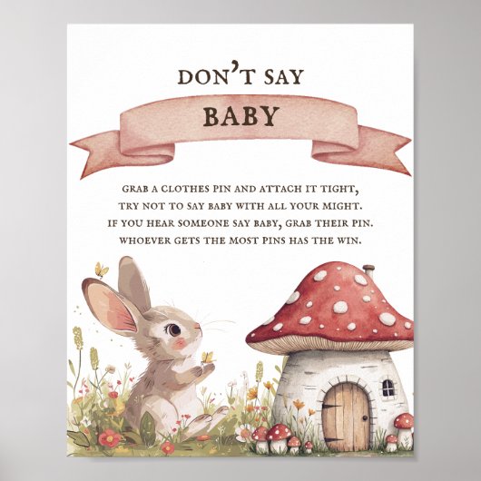 Zeg niet Baby Bunny Baby shower Poster (Voorkant)