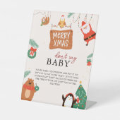 Zeg niet Baby Christmas Santa Baby shower Game Reclamebord Met Voetstuk (Voorkant)
