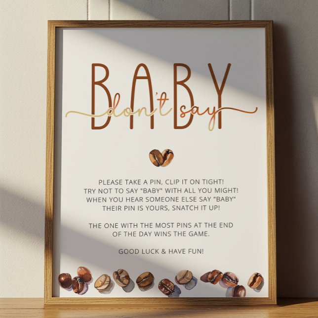 Zeg niet Baby Coffee Baby shower spel (Don't Say Baby - Baby Shower Game)
