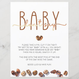 Zeg niet Baby Coffee Baby shower spel
