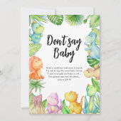 Zeg niet baby Dinosaur Baby shower Game Kaart (Voorkant)
