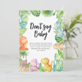 Zeg niet baby Dinosaur Baby shower Game Kaart (Staand voorkant)