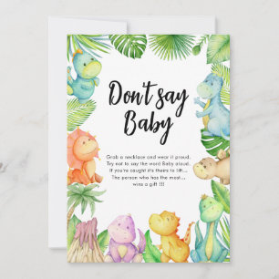 Zeg niet baby Dinosaur Baby shower Game Kaart
