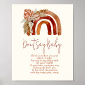 Zeg niet baby earth tone boho waterverf regenboog poster (Voorkant)