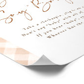 Zeg niet Baby Gingham Cutie Pie Baby shower Sign Poster (Hoek)