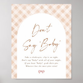 Zeg niet Baby Gingham Cutie Pie Baby shower Sign Poster