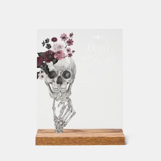 Zeg niet Baby Gothic Floral Skull Baby shower Acryl Bord (Voorkant)