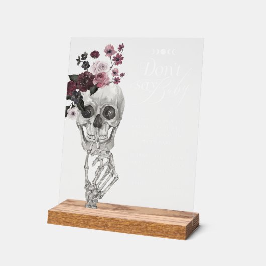 Zeg niet Baby Gothic Floral Skull Baby shower Acryl Bord (Hoek)