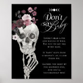 Zeg niet Baby Gothic Floral Skull Baby shower Poster (Voorkant)