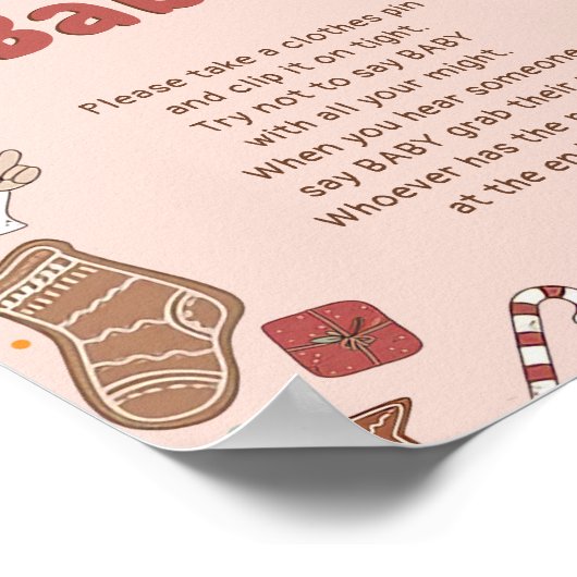 Zeg niet Baby Groovy Christmas Baby shower Game Poster (Hoek)