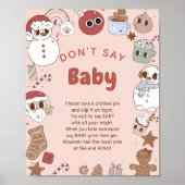 Zeg niet Baby Groovy Christmas Baby shower Game Poster (Voorkant)