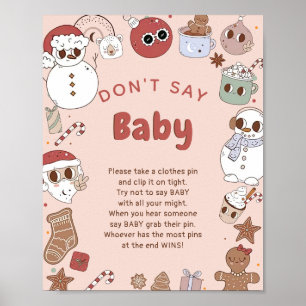Zeg niet Baby Groovy Christmas Baby shower Game Poster