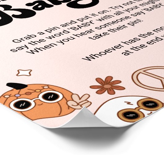 Zeg niet Baby Groovy Halloween Ghost Baby shower Poster (Hoek)