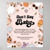 Zeg niet Baby Groovy Halloween Ghost Baby shower Poster (Voorkant)