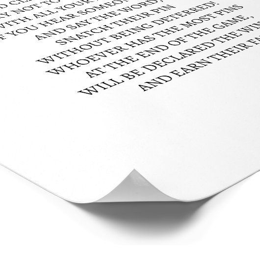 Zeg niet Baby Halloween Baby shower Game Poster (Hoek)