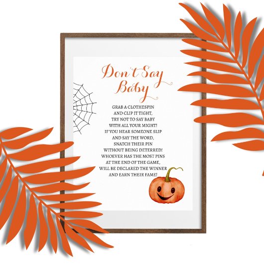 Zeg niet Baby Halloween Baby shower Game Poster