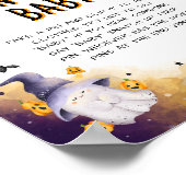 Zeg niet Baby Halloween Baby shower Game Sign Poster (Hoek)