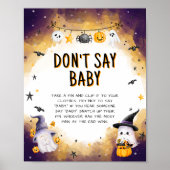 Zeg niet Baby Halloween Baby shower Game Sign Poster (Voorkant)