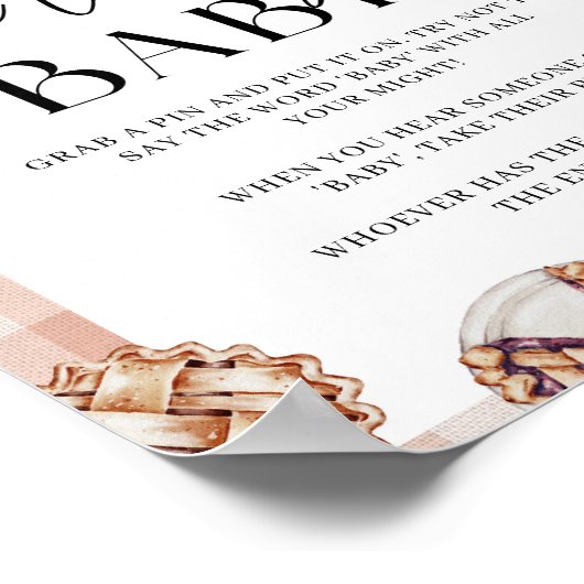 Zeg niet Baby Little Cutie Pie Baby shower spel Poster (Hoek)