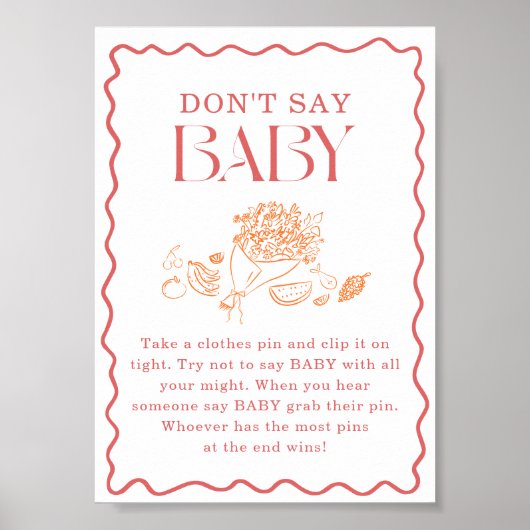 Zeg niet Baby, lokaal geteeld Baby shower spel Poster (Voorkant)