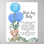 Zeg niet baby Oh Boy Beer Blue Balloon Eucalyptus Poster (Voorkant)
