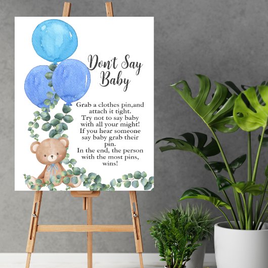 Zeg niet baby Oh Boy Beer Blue Balloon Eucalyptus Poster