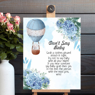 Zeg niet baby Olifant Hete Luchtballon Hydrangea Poster