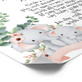 Zeg niet baby Olifant Roze Ballon Eucalyptus Poster (Hoek)