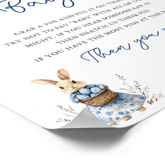 Zeg niet Baby Paas Chinoiserie Baby shower Poster (Hoek)