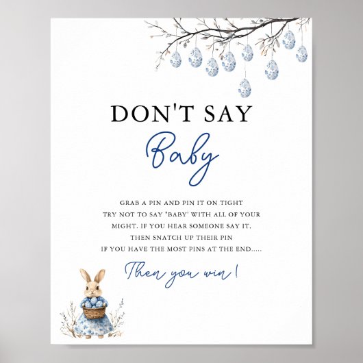Zeg niet Baby Paas Chinoiserie Baby shower Poster (Voorkant)