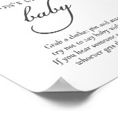 Zeg niet Baby Pink Bow Baby shower Poster (Hoek)
