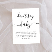 Zeg niet Baby shower spel teken Poster