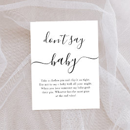 Zeg niet Baby shower spel teken Poster