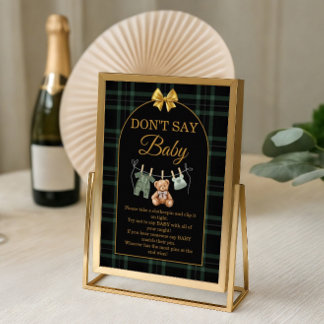 Zeg Niet Baby Spel Bord Groen Zwart Teddybeer Poster