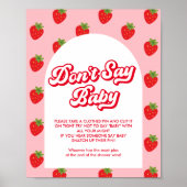 Zeg niet Baby Strawberry Baby shower Game Poster (Voorkant)