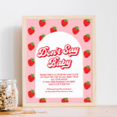 Zeg niet Baby Strawberry Baby shower Game Poster