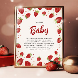 Zeg niet Baby Strawberry Baby shower Sign Poster